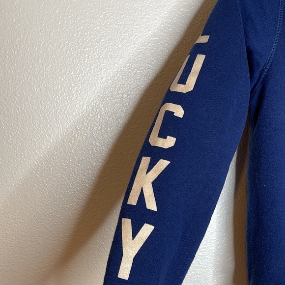 Lucky Brand Sherpa Lined Full Zip Hoodie Sweatshirt Navy Blue Youth Girl M 10/12 - Picture 5 of 7